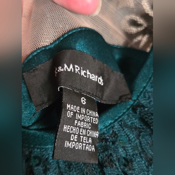 R&M Richards Emerald Green Sequin Whimsigoth Glam Maxi Gown Size 6 - Picture 4 of 4